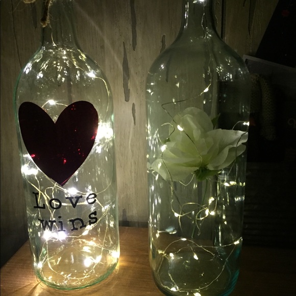Hand Crafted- ‘Love Wins’ Heart wine bottle lantern - Picture 10 of 10